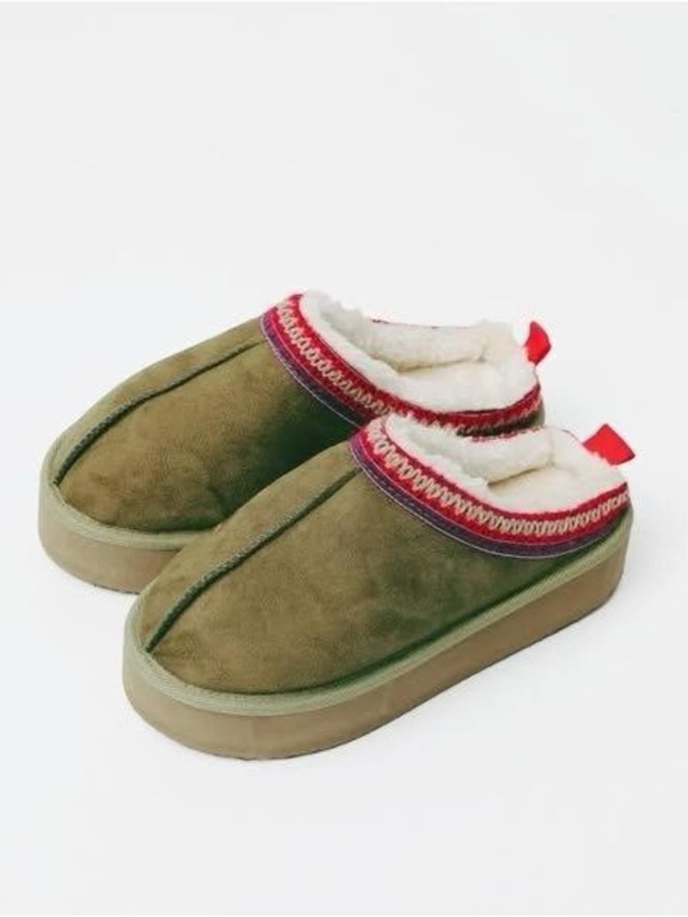 NEW-Olive Green Suede House Slipper